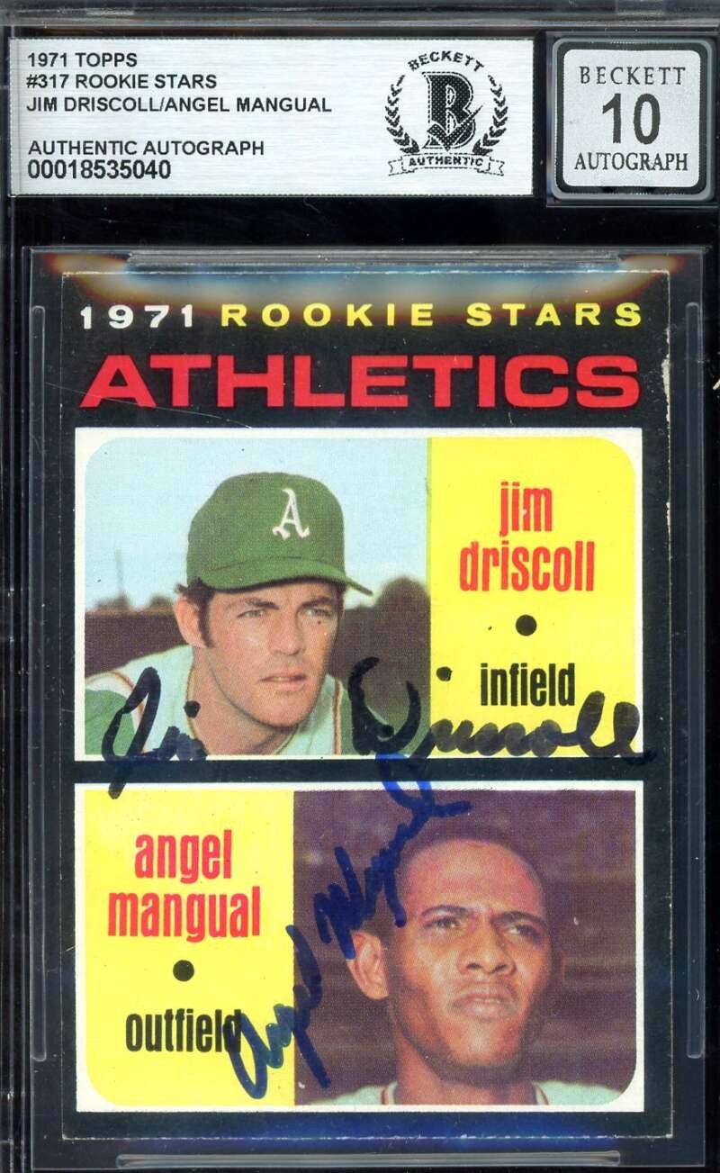Jim Driscoll Angel Mangual Gem Mint 10 Beckett BAS Signed 1971 Topps Rookie Auto