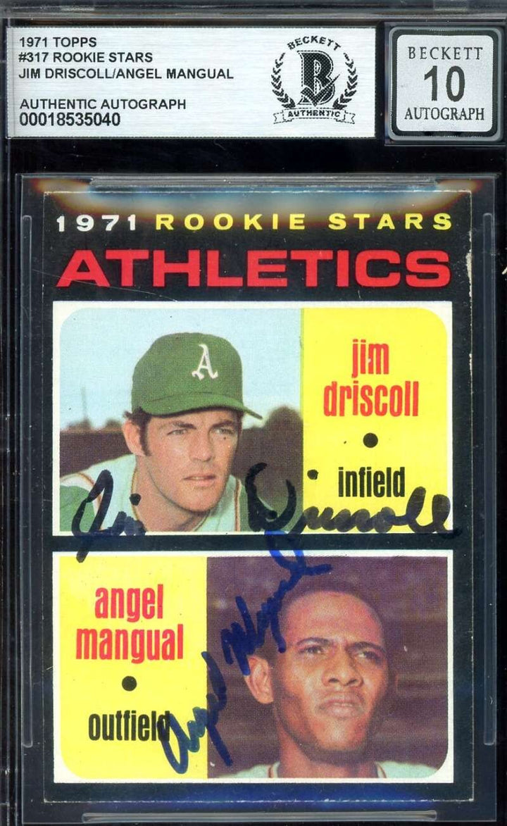 Jim Driscoll Angel Mangual Gem Mint 10 Beckett BAS Signed 1971 Topps Rookie Auto
