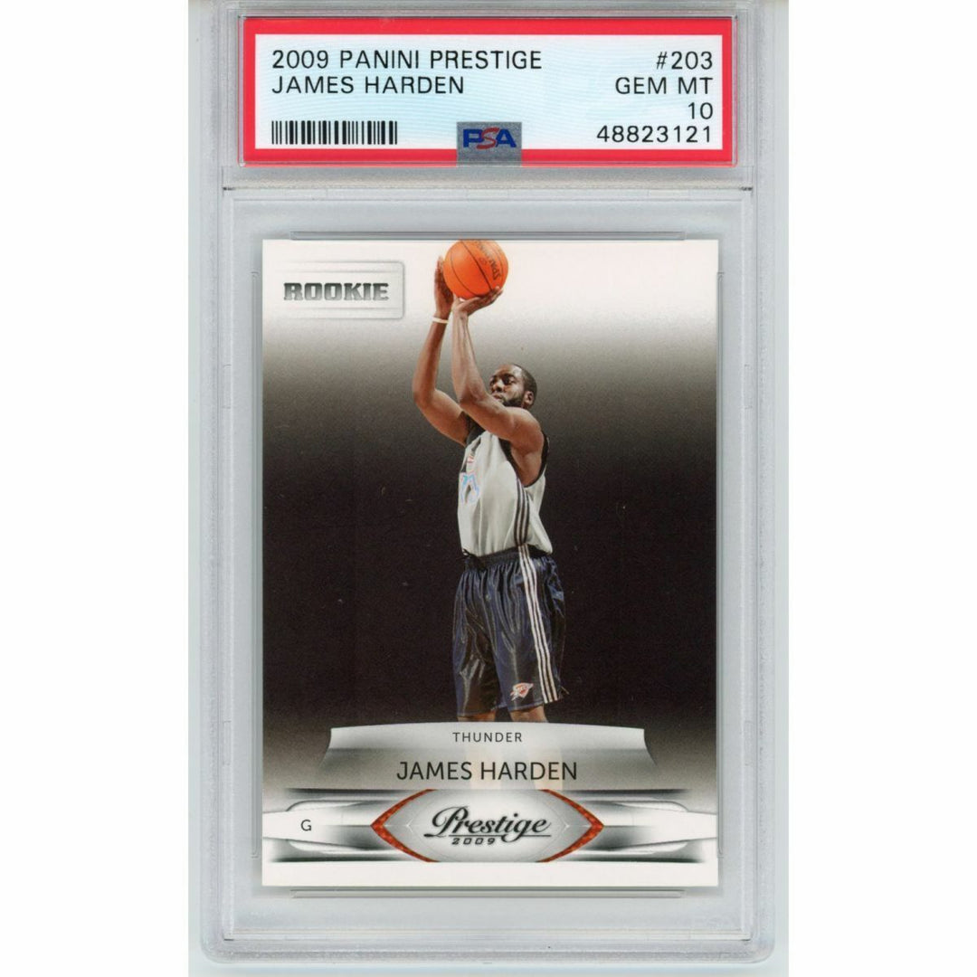 Graded 2009-10 Panini Prestige JAMES HARDEN #203 Rookie Basketball Card PSA 10