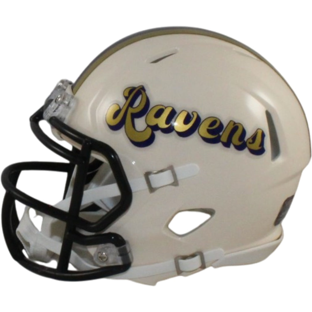 Ray Lewis Autographed Baltimore Ravens Retro Mini Helmet Beckett Witness 57538