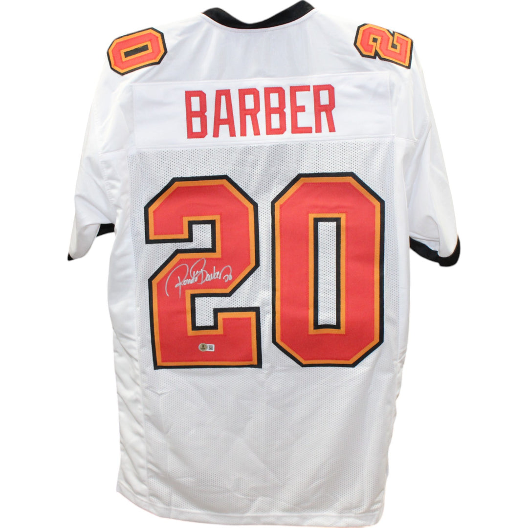 Ronde Barber Autographed/Signed XL White Pro Style Jersey Beckett Witness 49212