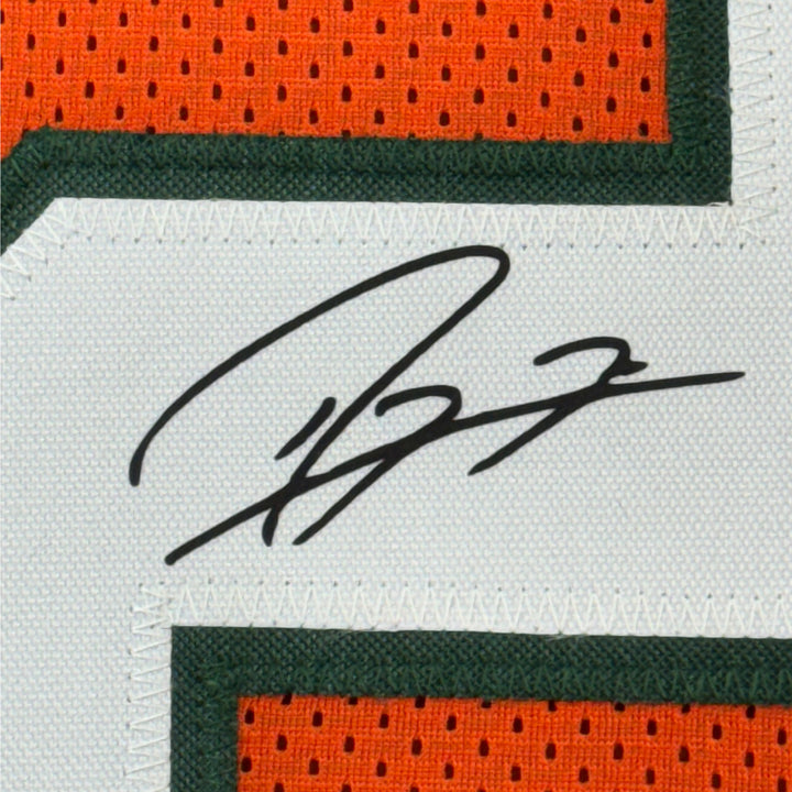 Framed Facsimile Autographed Ray Lewis 33x42 Orange Reprint Laser Auto Jersey