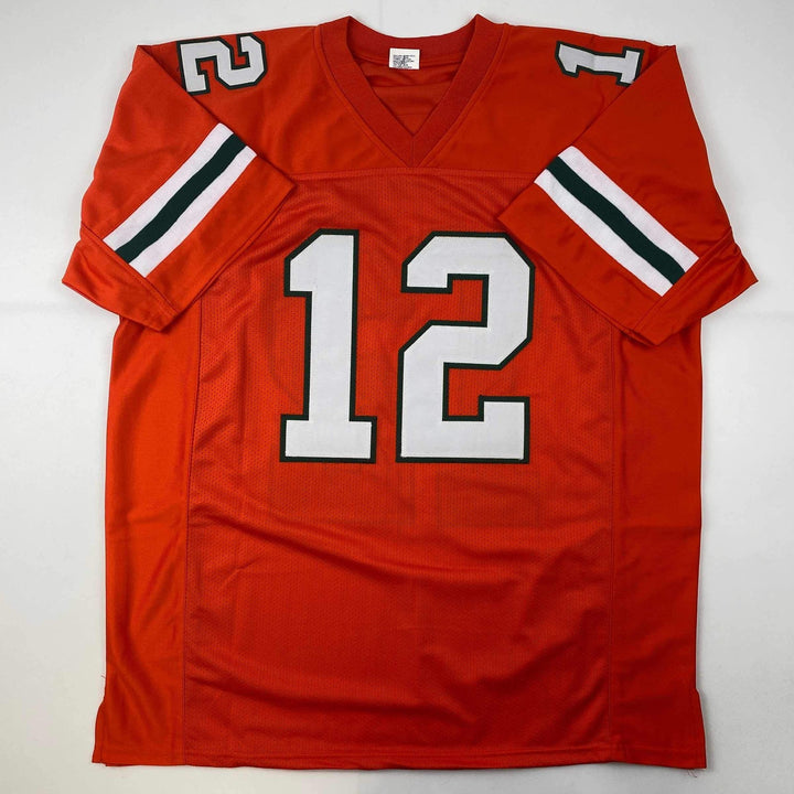Facsimile Autographed Jim Kelly Miami Orange Reprint Laser Jersey Size Men's XL