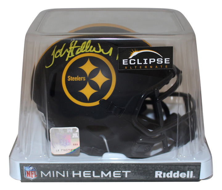 John Stallworth Signed Pittsburgh Steelers Eclipse Mini Helmet Beckett 35591