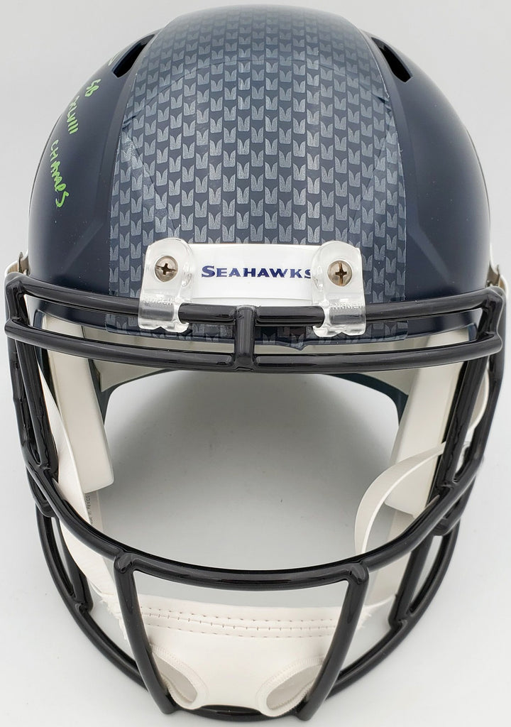 Russell Wilson Signed Seahawks Full Size Replica Speed Helmet In Green RW Holo