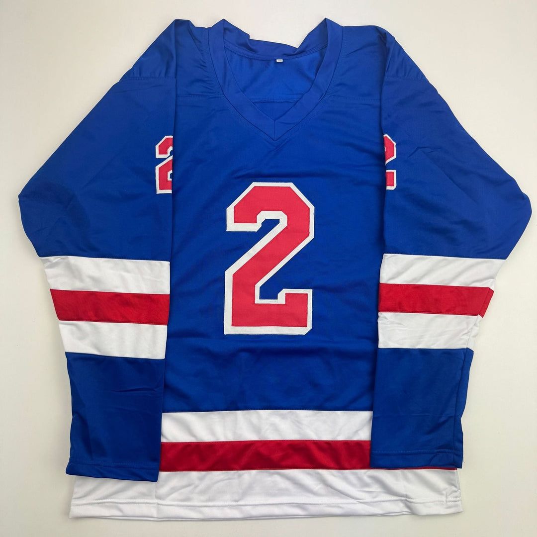Autographed/Signed Brad Park New York Blue Hockey Jersey JSA COA