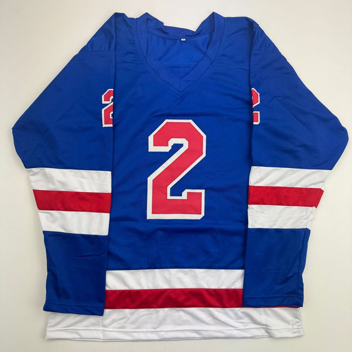 Autographed/Signed Brad Park New York Blue Hockey Jersey JSA COA
