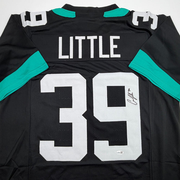Autographed/Signed Cam Little Jacksonville Black Football Jersey JSA COA