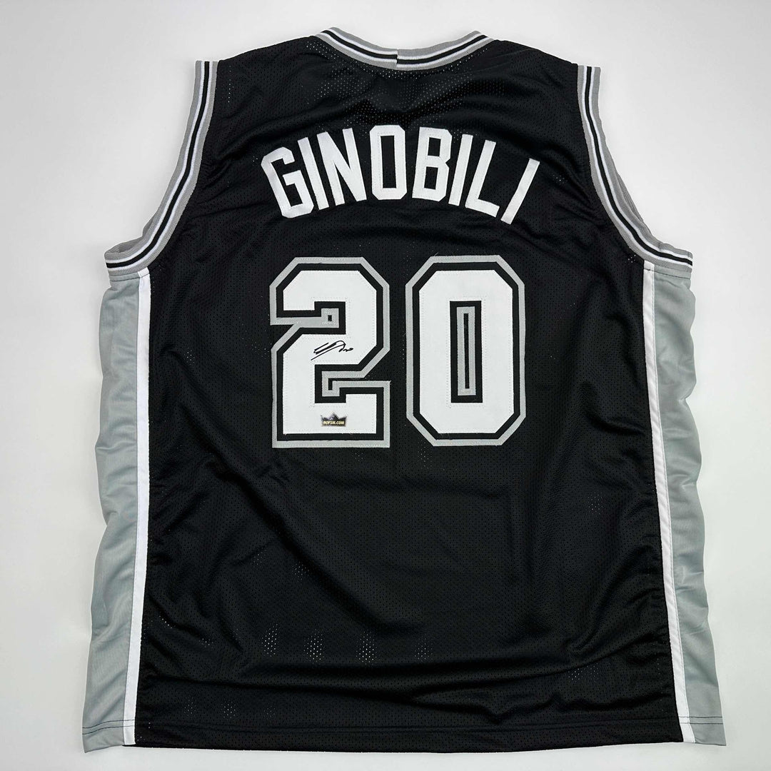 Facsimile Autographed Manu Ginobili San Antonio Black Reprint Jersey Men's XL