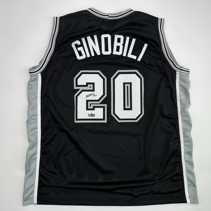 Facsimile Autographed Manu Ginobili San Antonio Black Reprint Jersey Men's XL