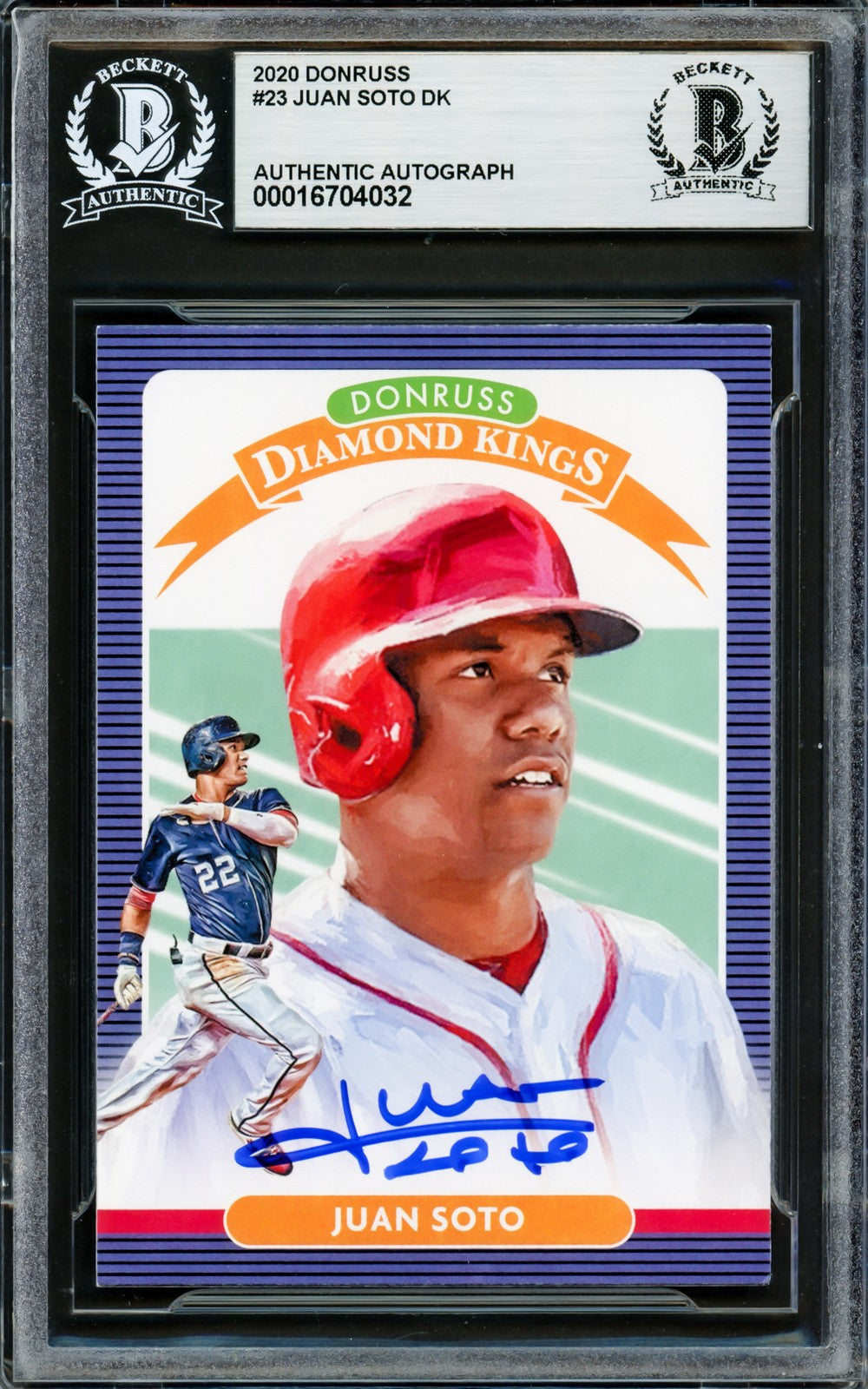 Juan Soto Signed 2020 Donruss Diamond Kings Card 23 New York Mets Beckett