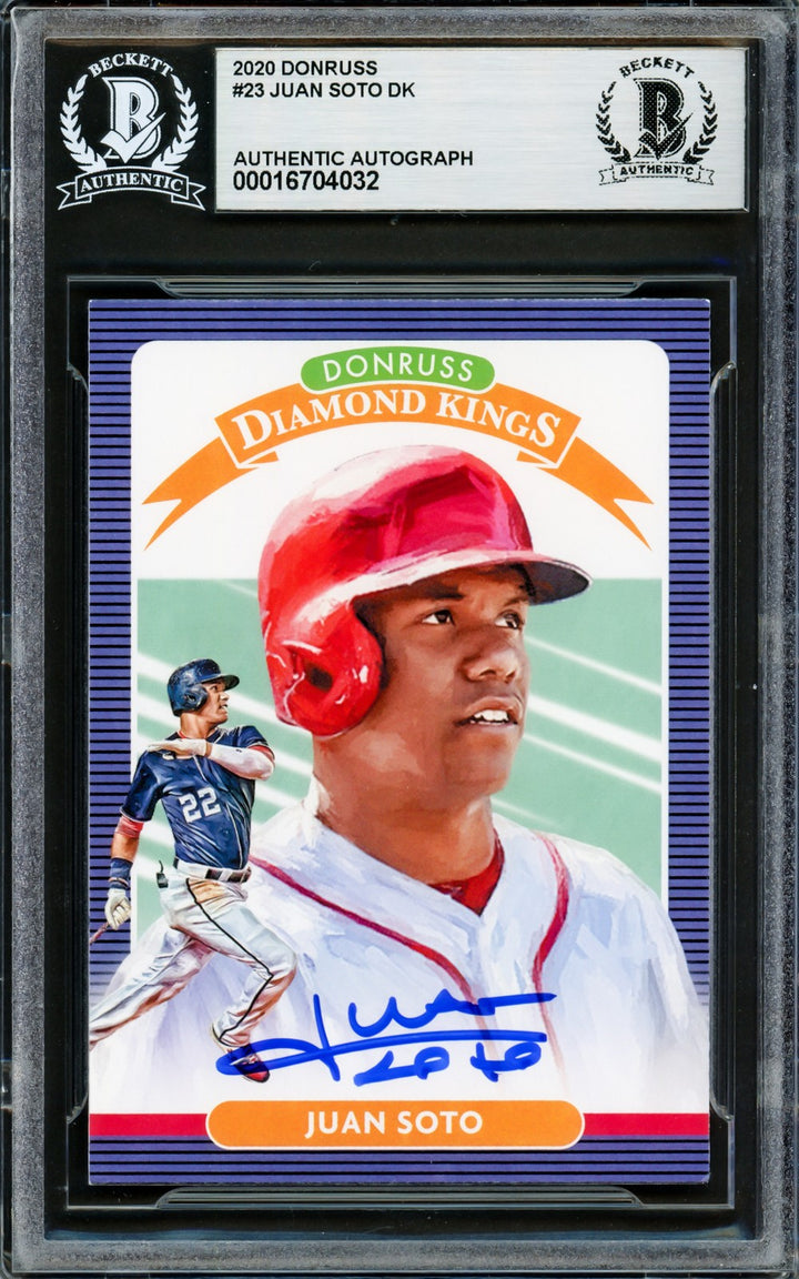 Juan Soto Signed 2020 Donruss Diamond Kings Card 23 New York Mets Beckett