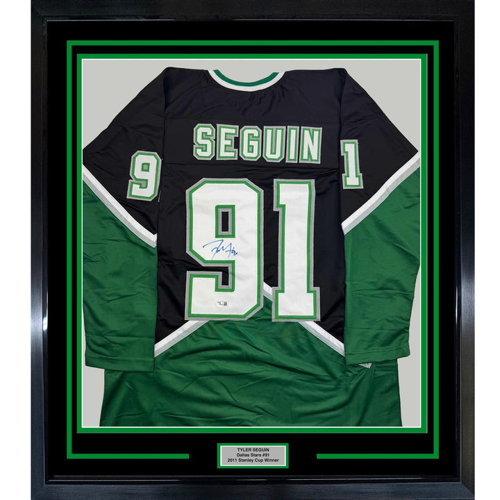 Framed Autographed/Signed Tyler Seguin 35x39 Dallas Black Jersey BAS COA