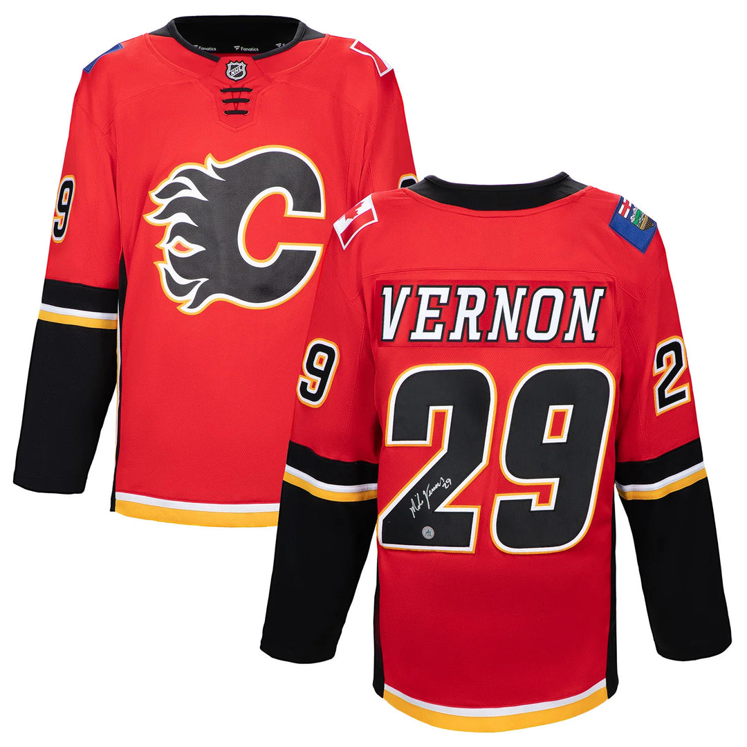Mike Vernon Signed Calgary Flames Black Fanatics Breakaway Jersey