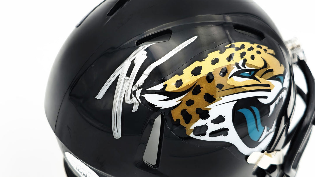 Travis Etienne Signed Jacksonville Jaguars Black Speed Mini Helmet JSA