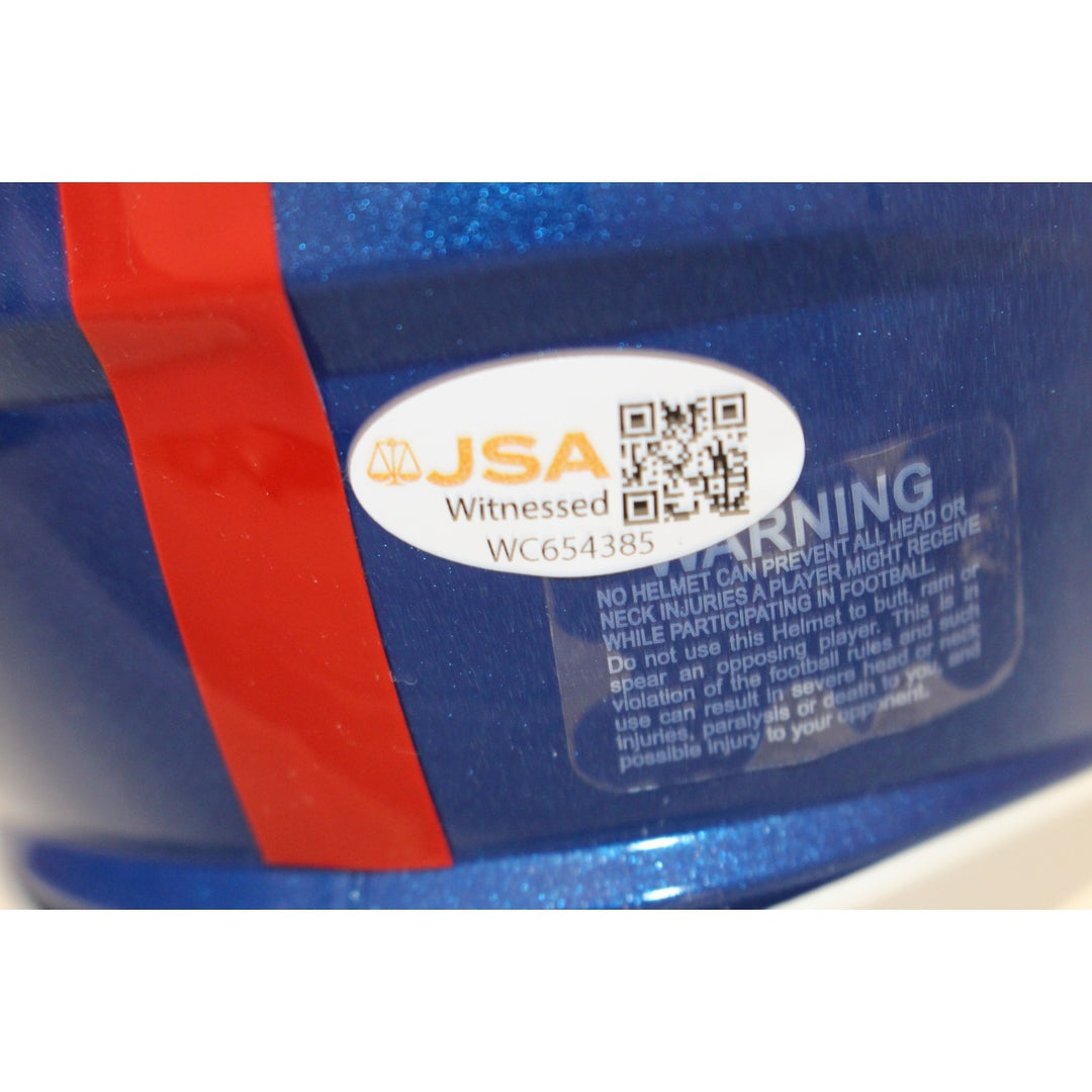 Phil Simms Autographed/Signed New York Giants Color Rush Mini Helmet JSA 57166