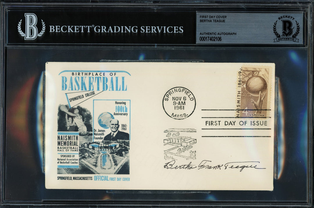 Bertha Teague Signed 1961 First Day Cover Basketball HOF Beckett #17402106