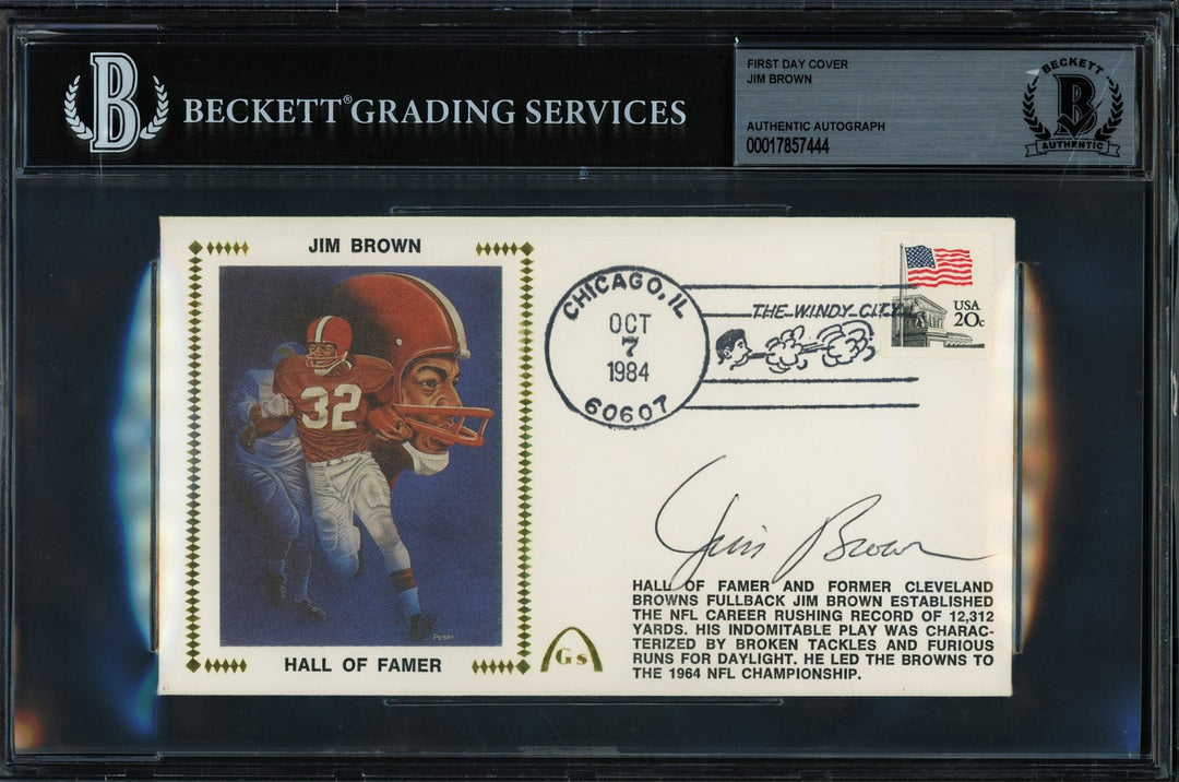 Jim Brown Signed 1984 First Day Cover Cleveland Browns Beckett #17857444