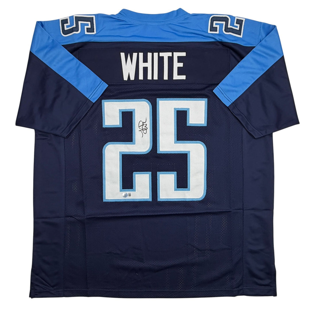 Autographed/Signed LenDale White Tennessee Navy Blue Jersey Beckett BAS COA