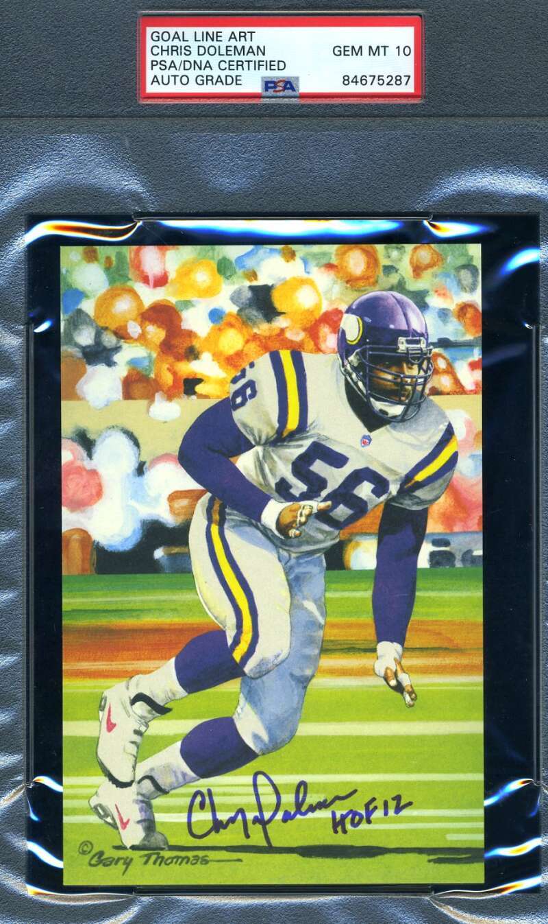 Chris Doleman Gem Mint 10 PSA DNA Slabbed Signed Goal Line Autograph GLAC