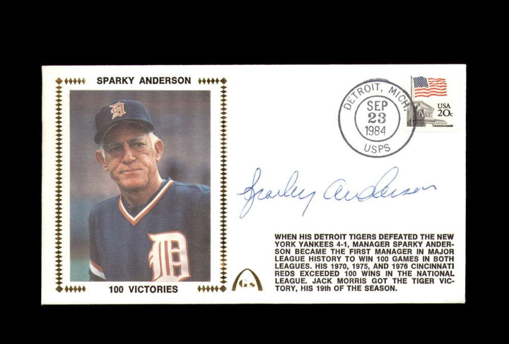 Sparky Anderson PSA DNA Signed FDC 1984 First Day Cover Cache 100 Victories Auto