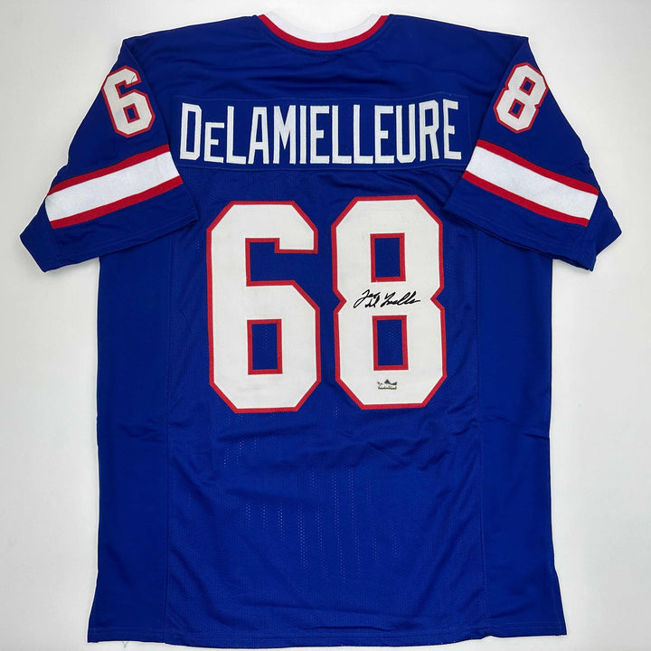 Facsimile Autographed Joe DeLamielleure Buffalo Blue Reprint Jersey Size Mens XL