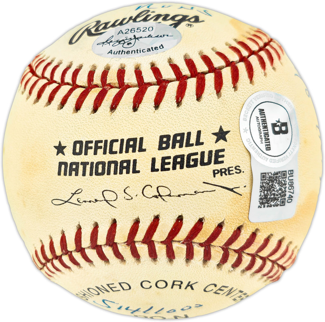 Ernie Banks Auto NL Statball Baseball Cubs 14 Inscriptions #514/100 Beckett
