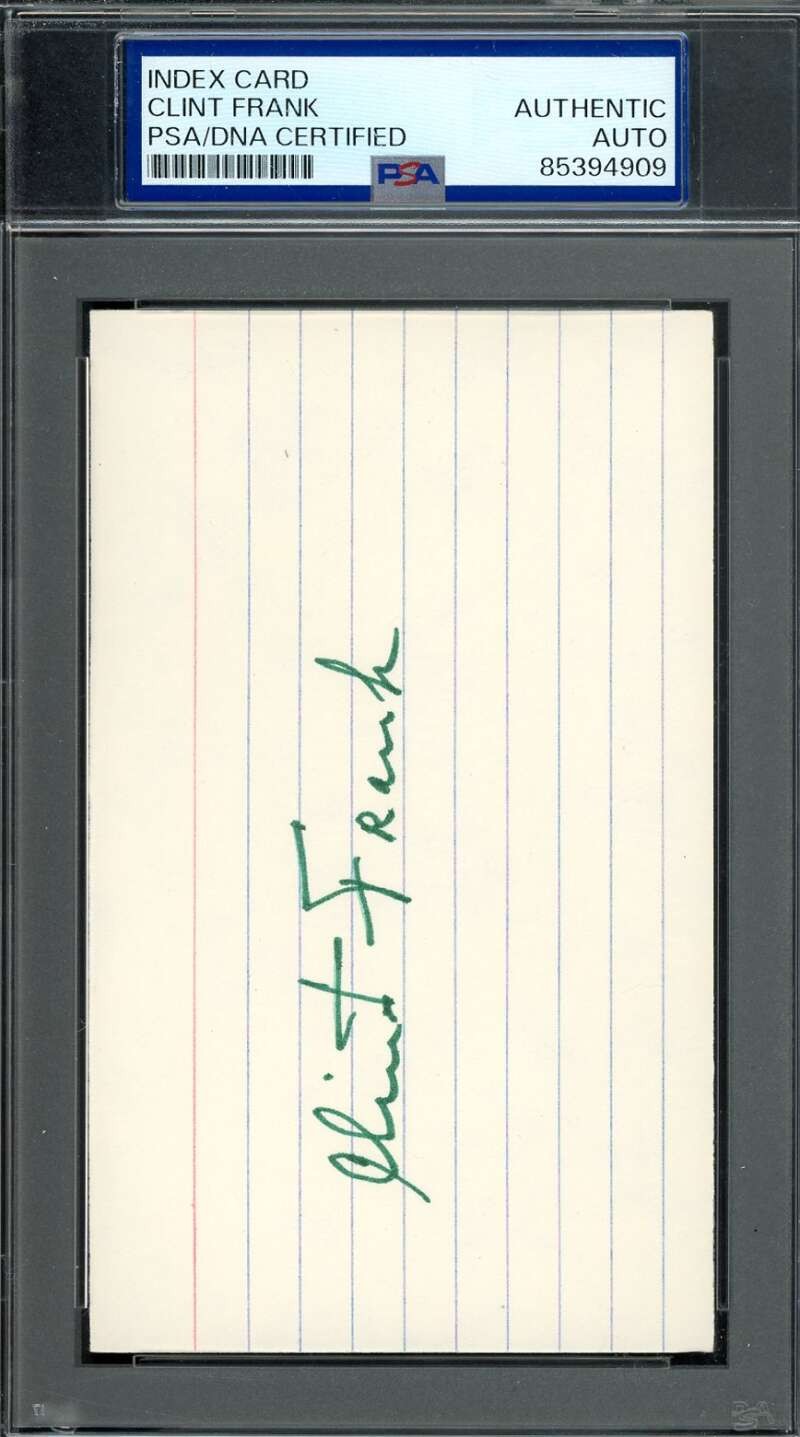 Clint Frank PSA DNA Autograph 3x5 Index Card Yale 1937 Heisman Signed