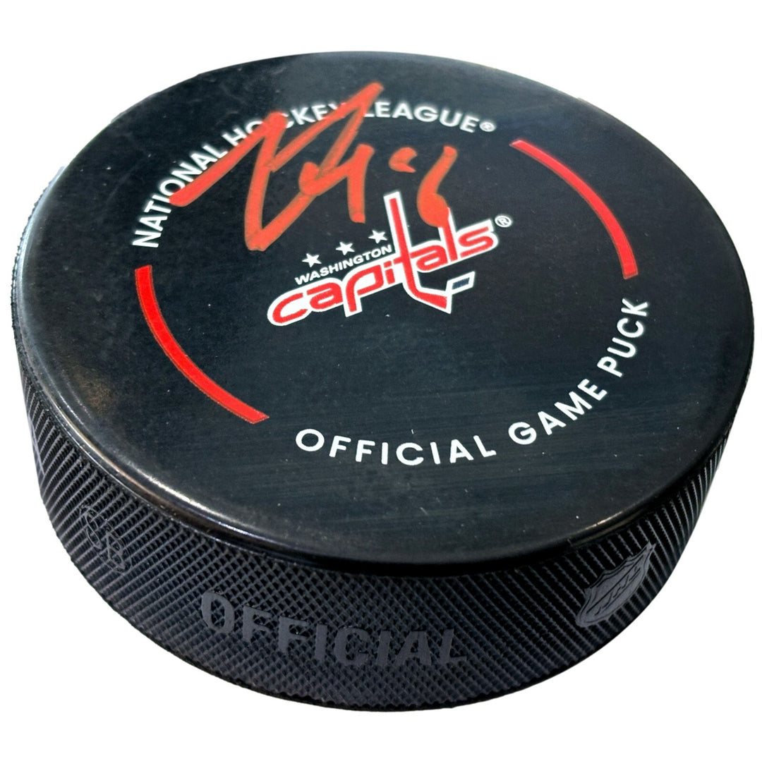 Logan Thompson Autographed Washington Capitals Official NHL Puck COA IGM Signed