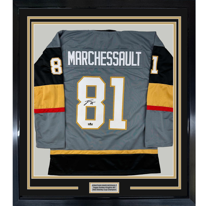 Framed Facsimile Autographed Jonathan Marchessault 33x42 Reprint Laser Jersey
