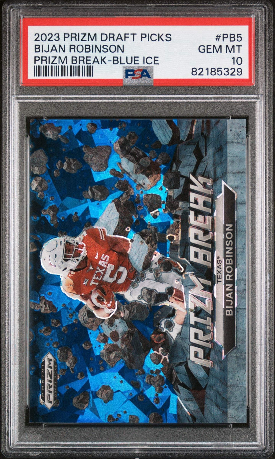 Graded 2023 Prizm DP Bijan Robinson #PB5 Prizm BRK Blue Ice #/99 RC Card PSA 10