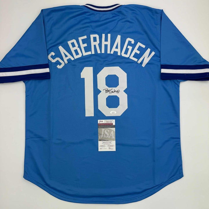 Autographed/Signed Bret Saberhagen Kansas City Light Blue Jersey JSA CO