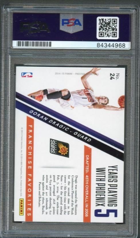 2014-15 Panini Prestige #24 Goran Dragic Signed Card AUTO Grade 10 PSA/DNA Slabb