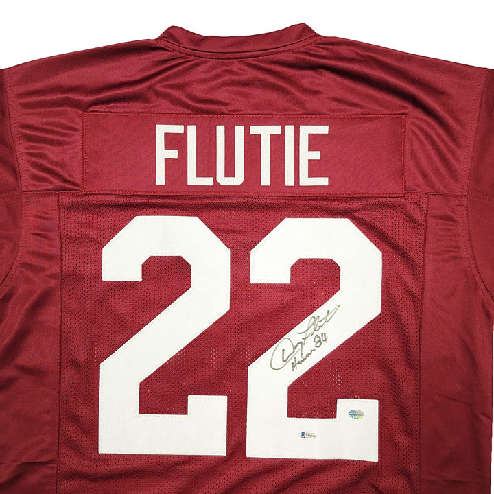 Boston College Eagles Doug Flutie Signed Red Jersey Beckett BAS Witness