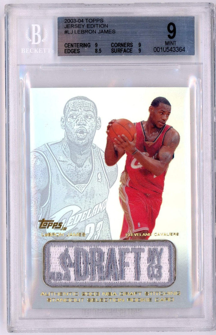 Graded 2003 Topps Jersey Edition LeBron James #LJ Rookie RC Card BGS 9
