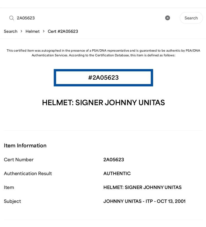 Johnny Unitas signed Baltimore Colts Riddell FS Rep Helmet-PSA#2A05623 & Beckett