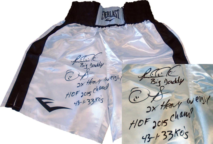Riddick Bowe Autographed Boxing Trunks (JSA)