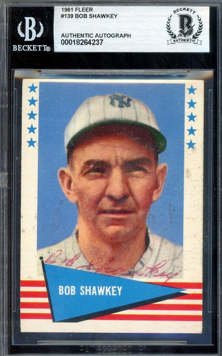 Bob Shawkey Beckett BAS Signed 1961 Fleer Autograph