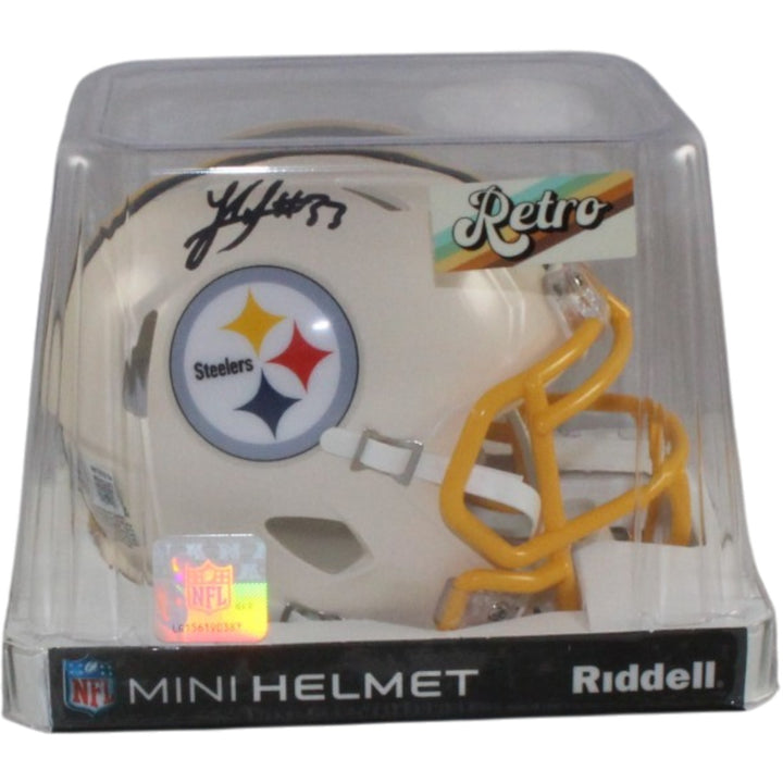 Jack Sawyer Autographed Pittsburgh Steelers Retro Mini Helmet Beckett WIT 56959