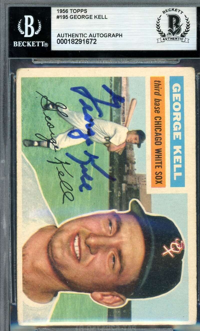 George Kell Beckett BAS Signed 1956 Topps Autograph