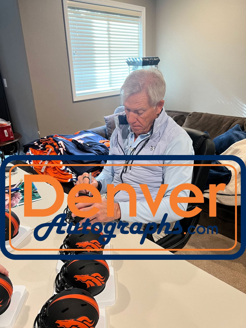 John Elway Autographed Denver Broncos Eclipse Mini Helmet Beckett Witness 50199