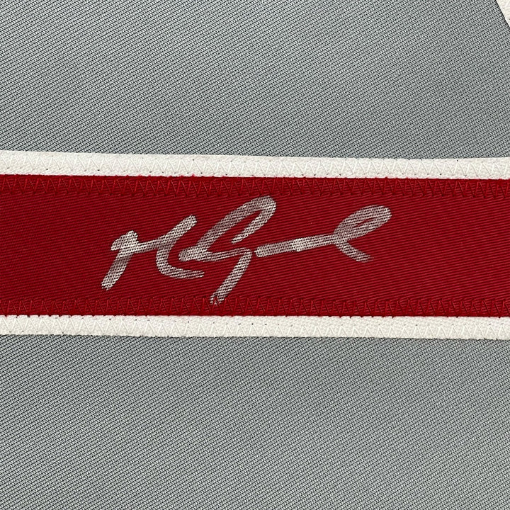FRAMED Autographed/Signed MARK GRACE 33x42 Chicago Grey Jersey JSA COA
