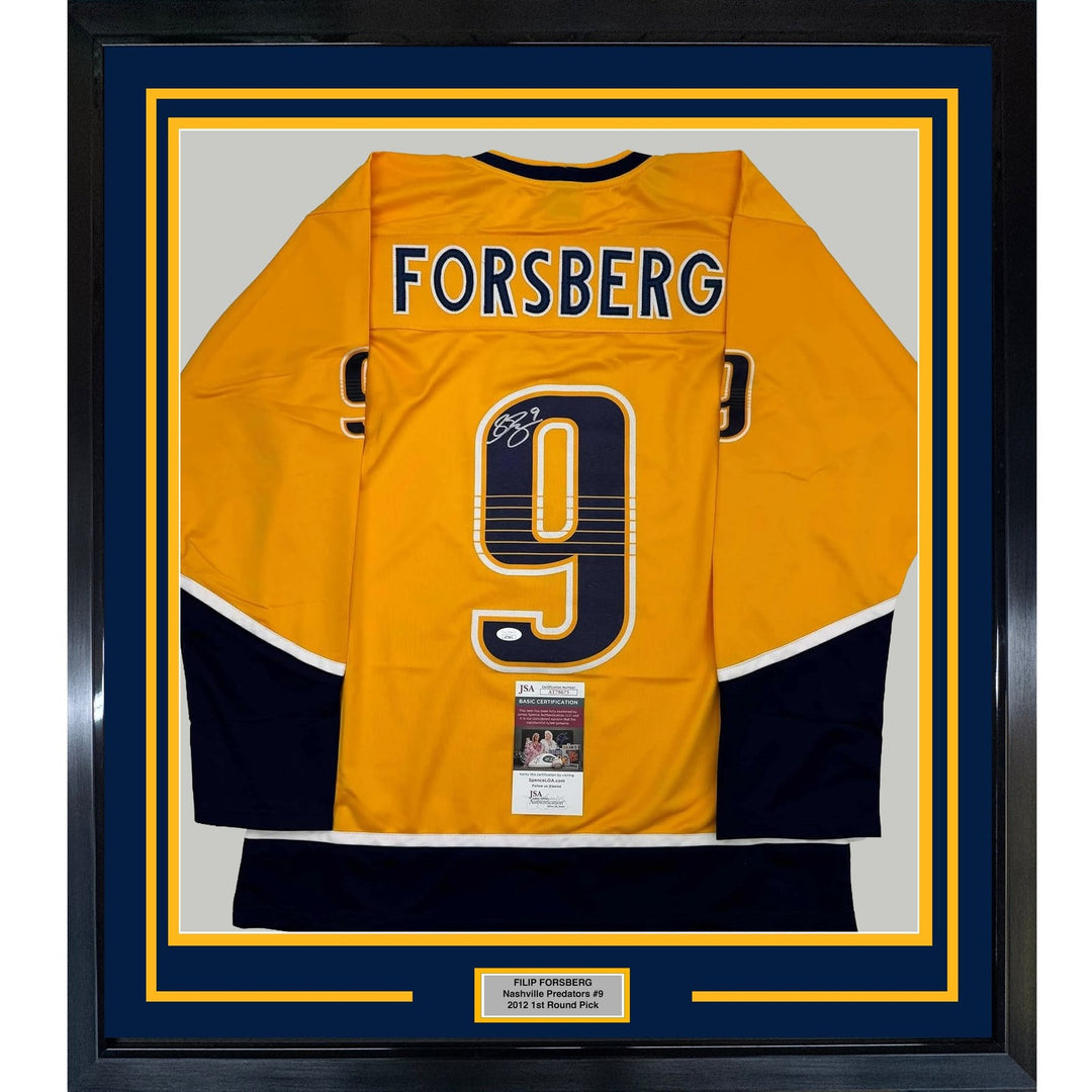 Framed Signed Filip Forsberg 35x39 Nashville Yellow Jersey JSA COA