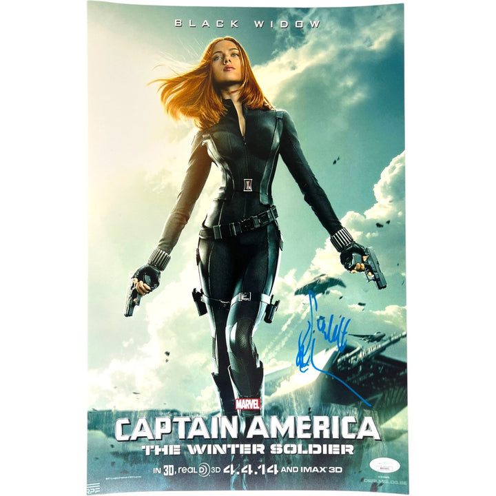 SCARLETT JOHANSSON SIGNED CAPTAIN AMERICA 12X18 MOVIE POSTER BLACK WIDOW JSA