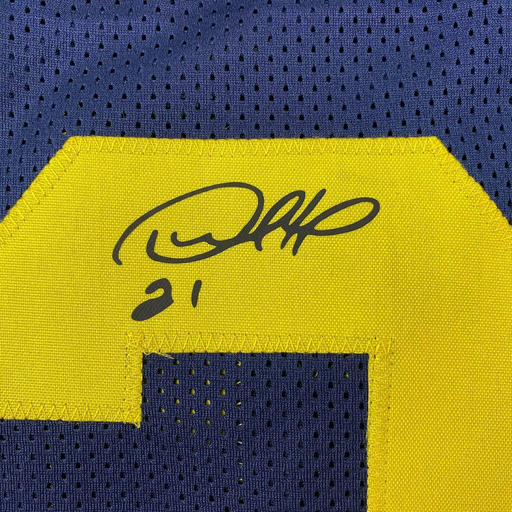 Framed Facsimile Autographed Desmond Howard 33x42 Blue Reprint Laser Auto Jersey