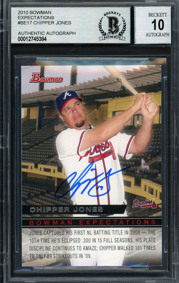 Chipper Jones Auto 2010 Bowman Expectations Card BE17 Braves Auto GM 10 Beckett