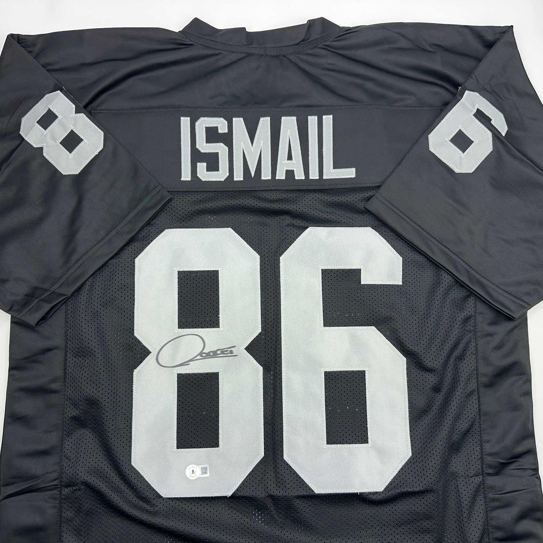 Autographed/Signed Raghib Ismail Rocket Oakland Black Football Jersey Beckett BA