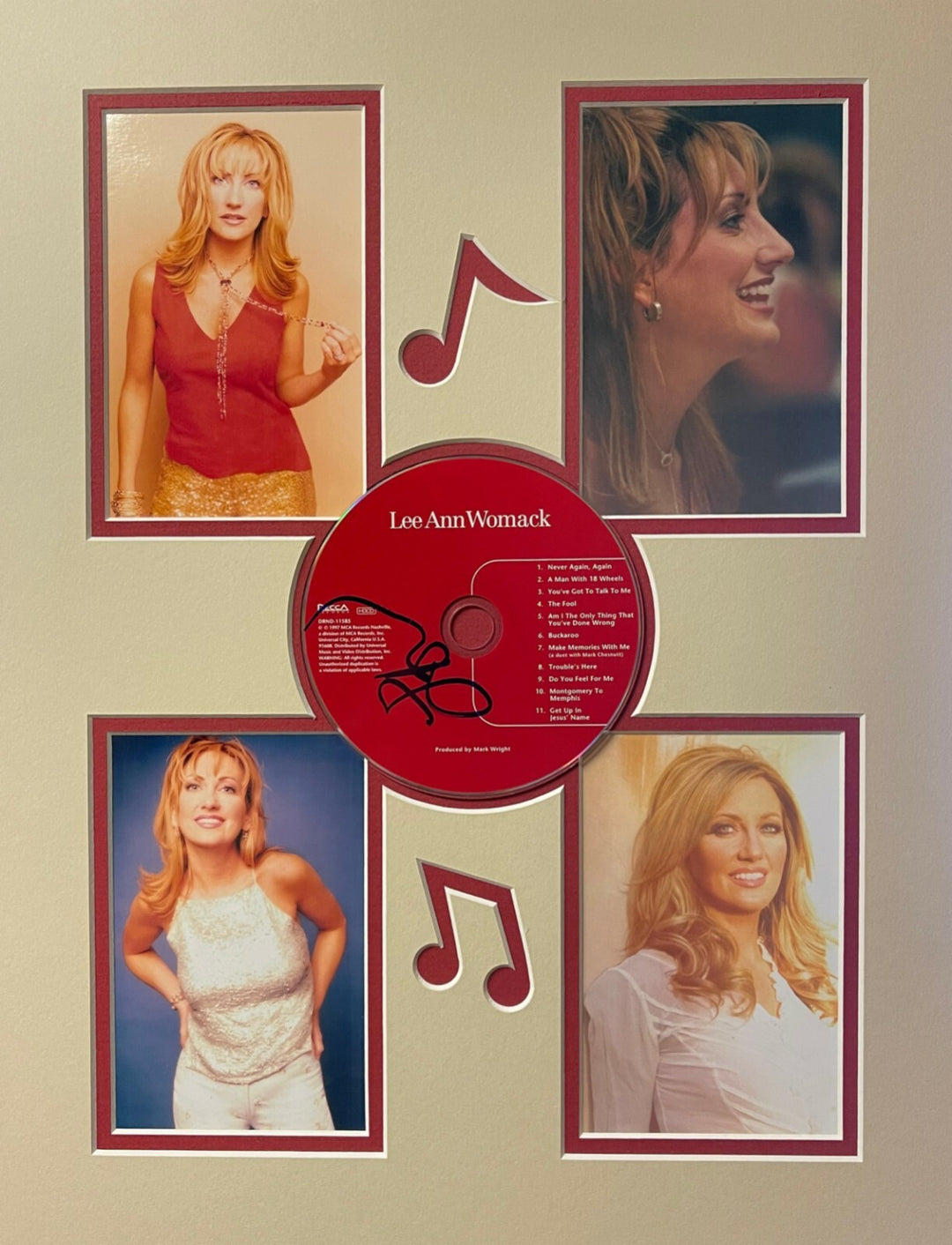 Lee Ann Womack signed 1997 Self-Titled Album CD Custom Matted 14x18 w/ Pics- JSA
