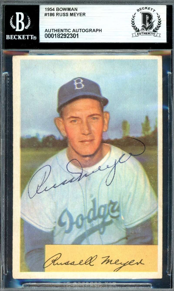 Russ Meyer Beckett BAS Signed 1954 Bowman Autograph