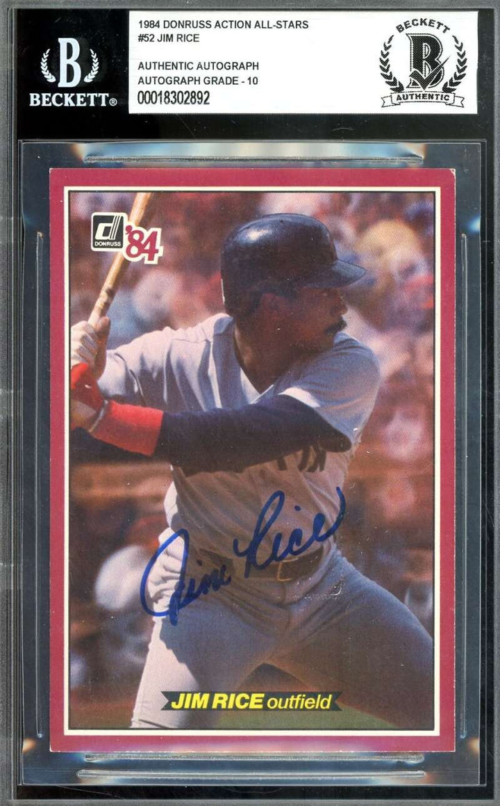Jim Rice Gem Mint 10 Beckett BAS Autograph 1984 Donruss Action All Stars Signed